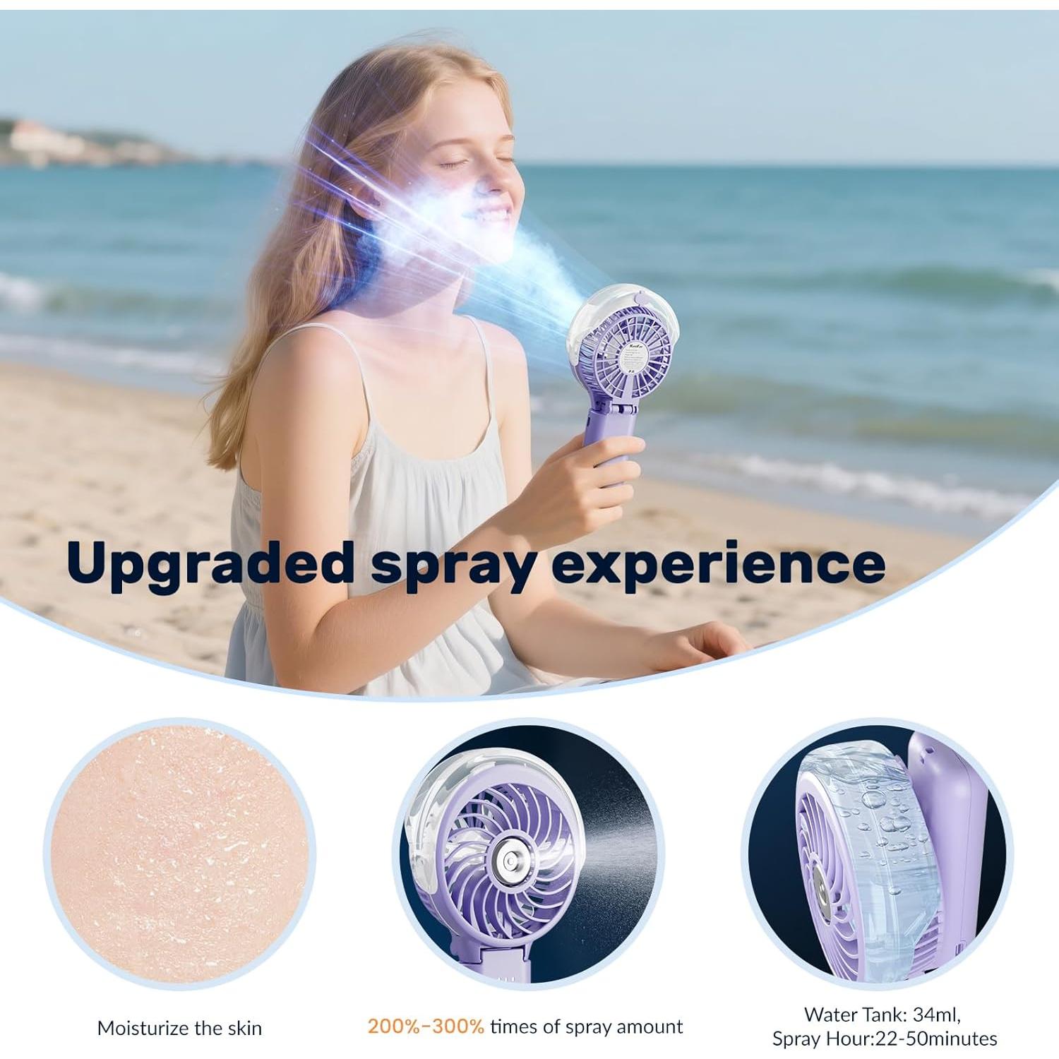 Ventilador de Mano HandFan HF318D Rosa Recargable USB 5200mAh