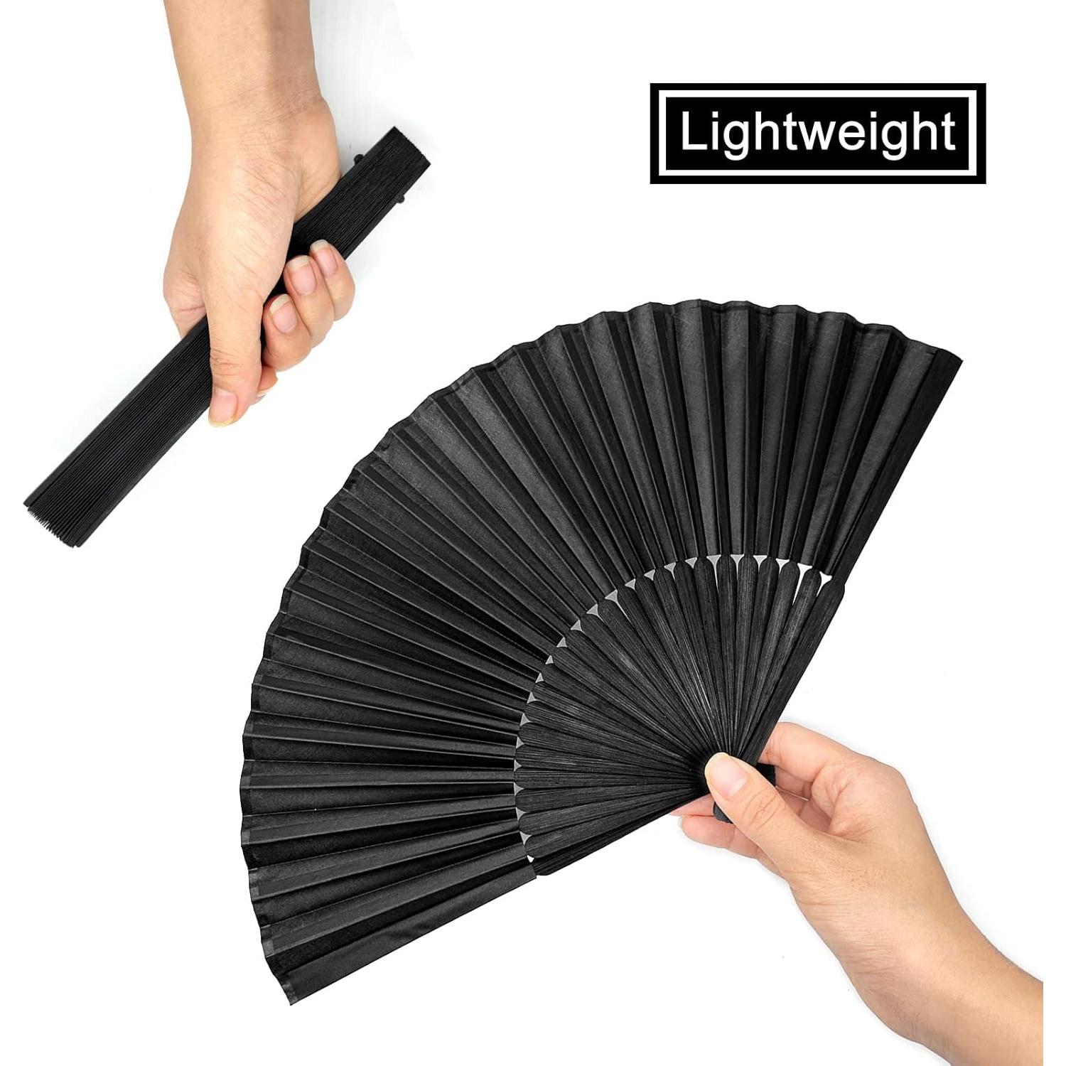 Ventilador de Mano Plegable BlingKingdom Negro de Bambú 21cm