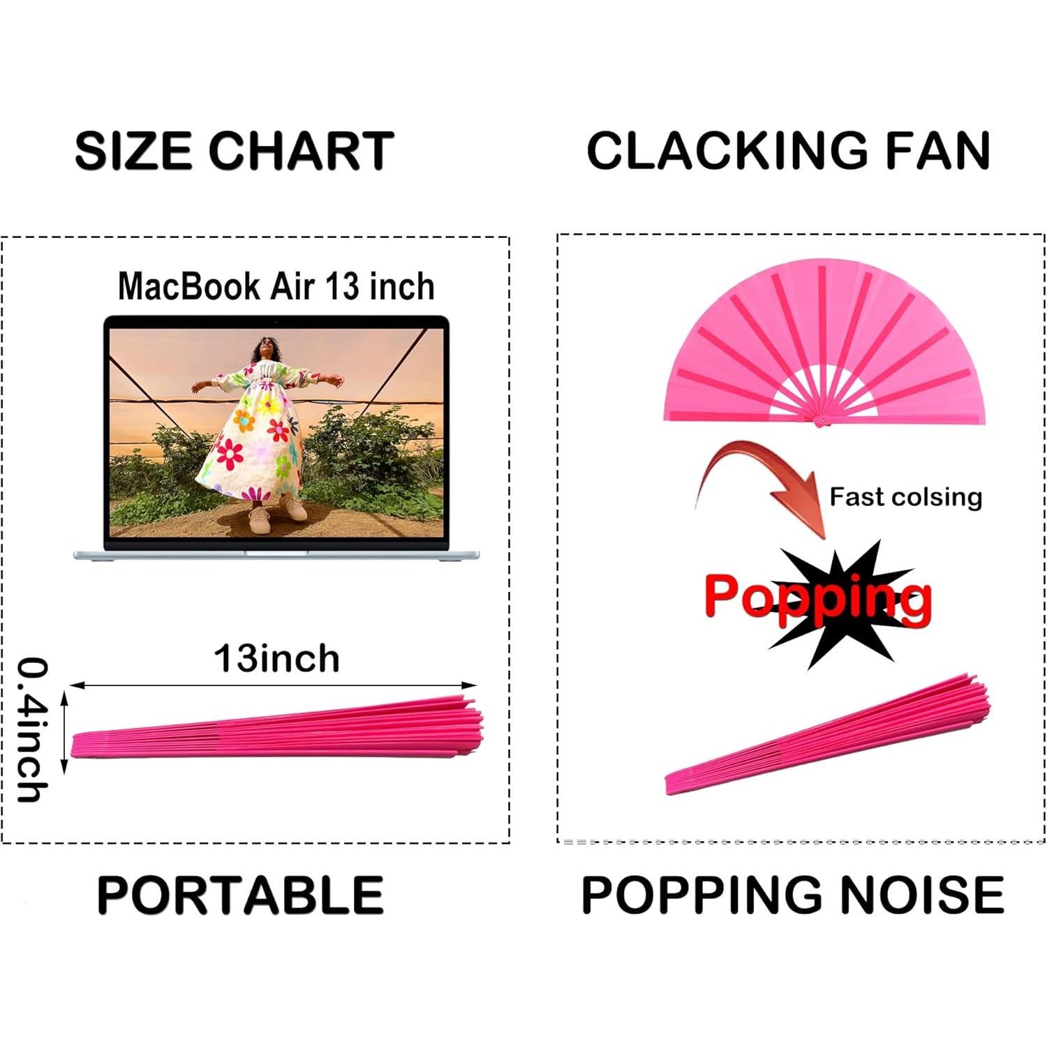 Ventilador Plegable Grande GeGeYa 33 cm Rosa para Baile