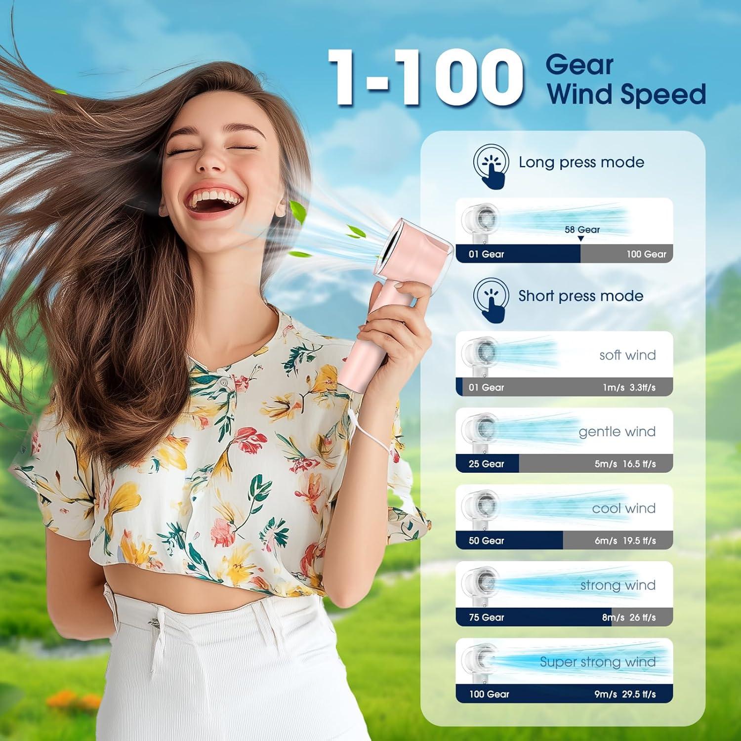 Ventilador Portátil de Mano JINLICTE F23 5000mAh Rosa