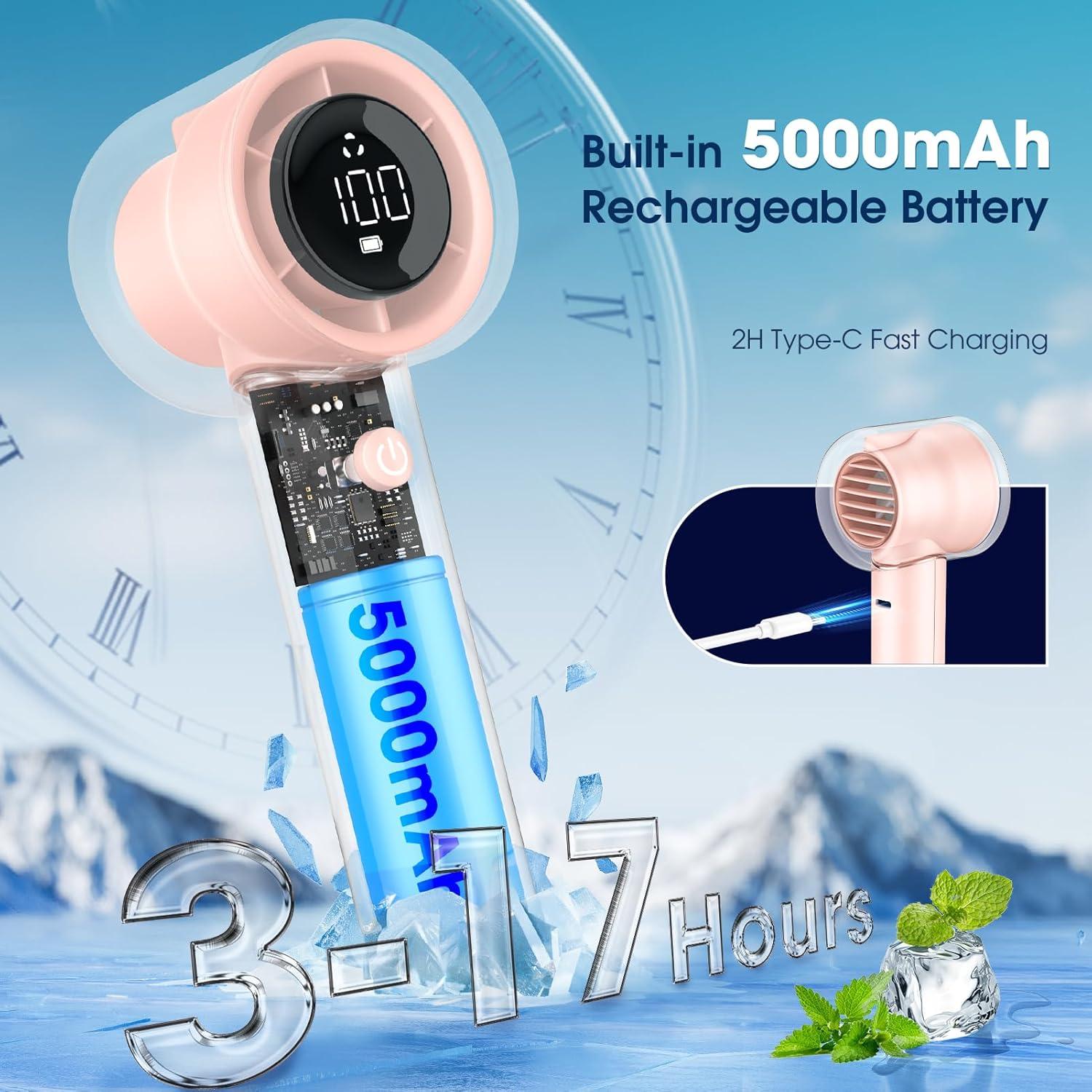 Ventilador Portátil de Mano JINLICTE F23 5000mAh Rosa