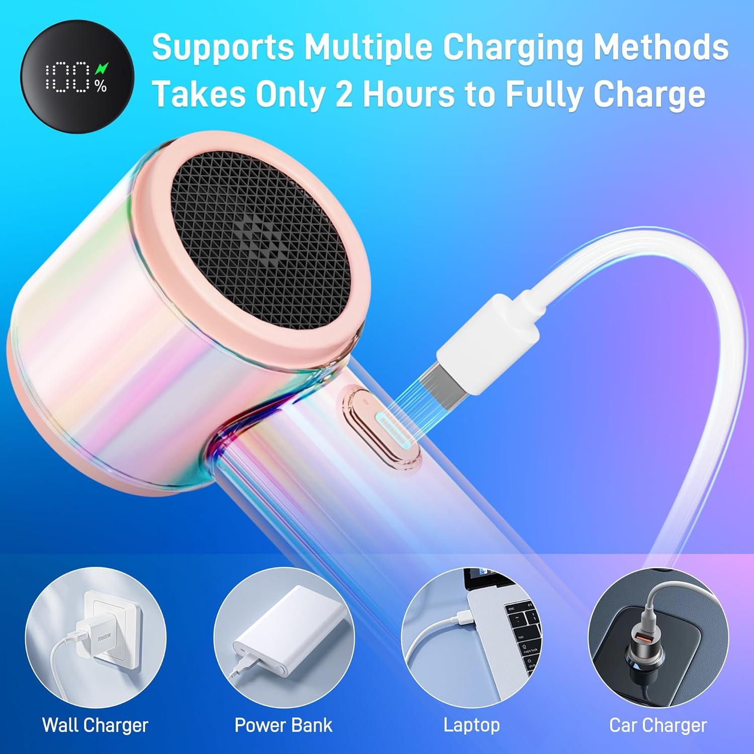 Ventilador Portátil de Mano ByNaRIX C08 Rosa 14000 RPM 10 Horas