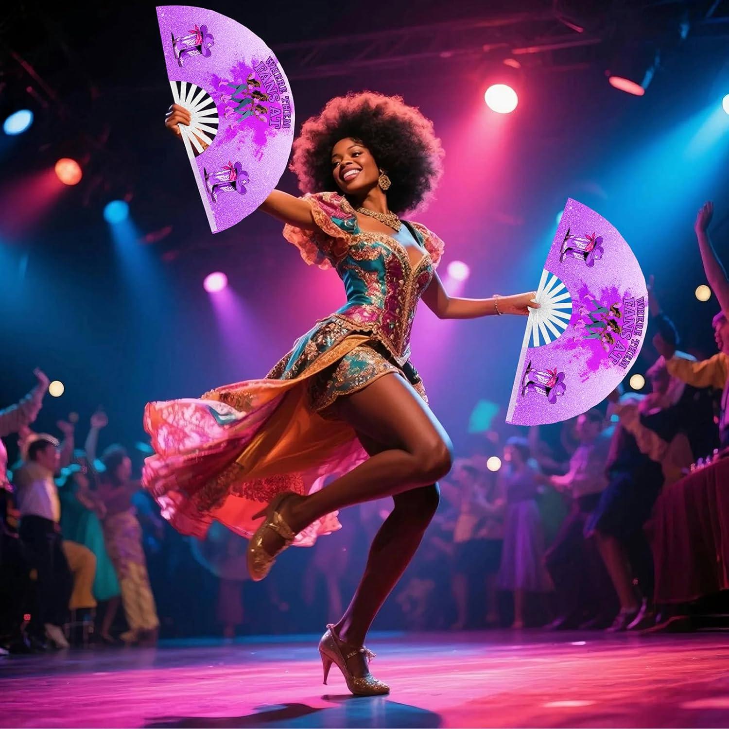 Ventilador de mano Boots on the Ground Púrpura 66 cm Plegable