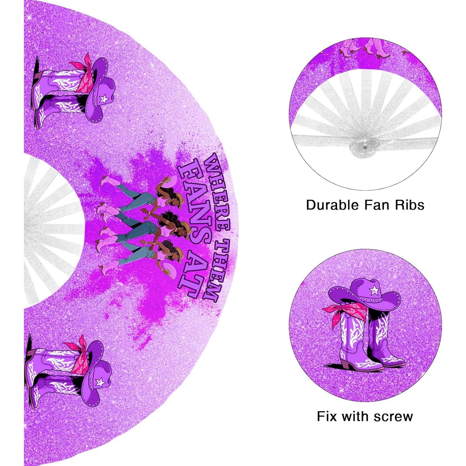 Ventilador de mano Boots on the Ground Púrpura 66 cm Plegable