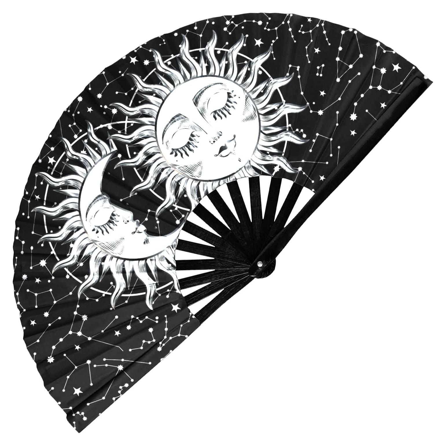 Abanico Plegable GloFX Sol y Luna - Decoración Rave y Festival