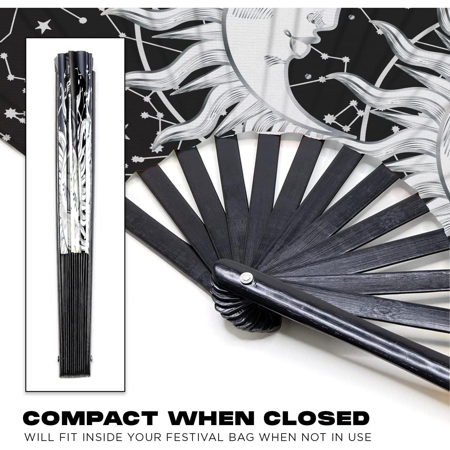 Abanico Plegable GloFX Sol y Luna - Decoración Rave y Festival
