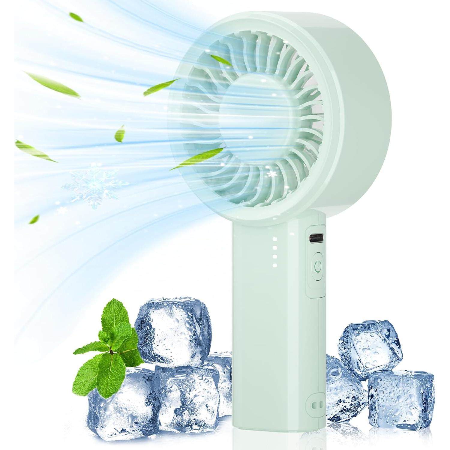 Ventilador de Mano HandFan Verde, 5 Velocidades, Recargable USB-C