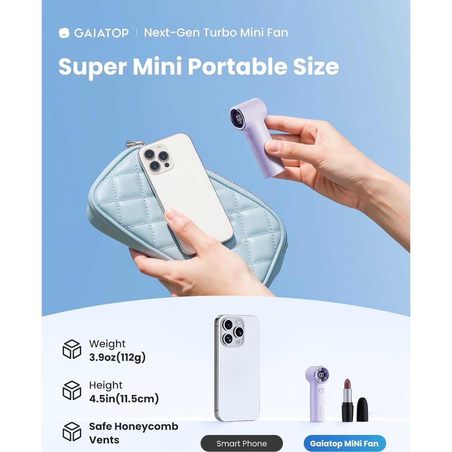 Ventilador de Mano Gaiatop HF-20 Turbo Mini 15h Enfriamiento