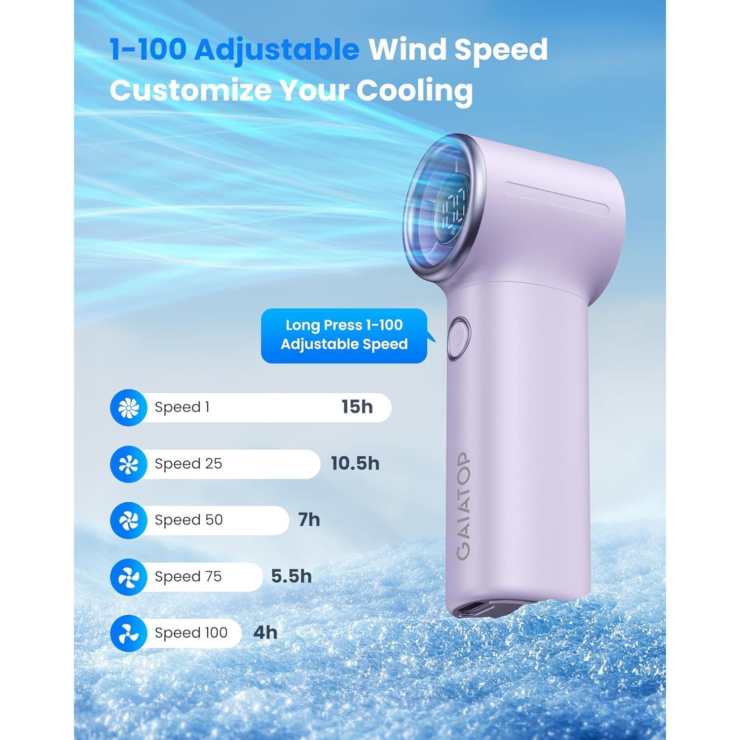 Ventilador de Mano Gaiatop HF-20 Turbo Mini 15h Enfriamiento