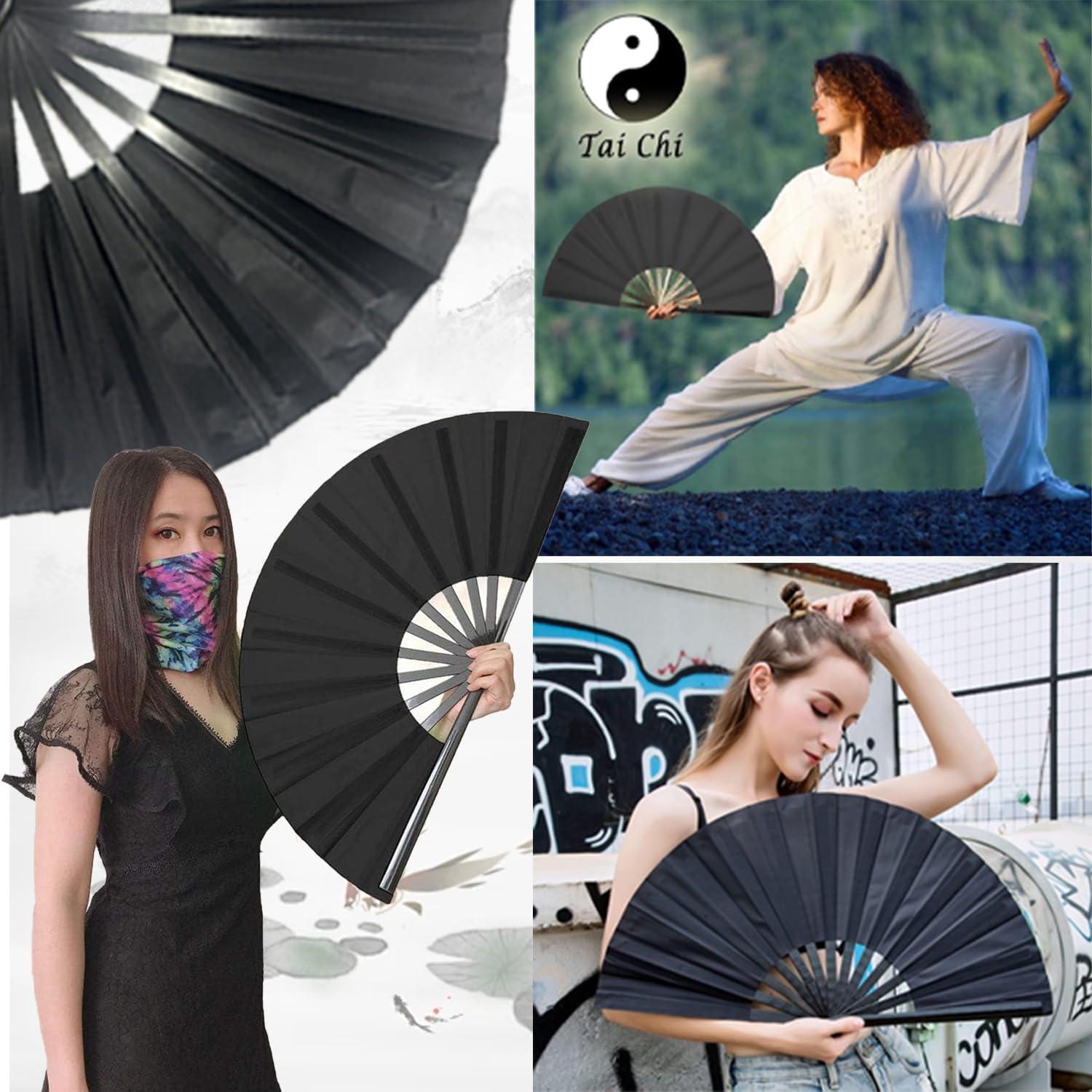 Abanico Plegable Clussbin Negro para Danza y Fiesta