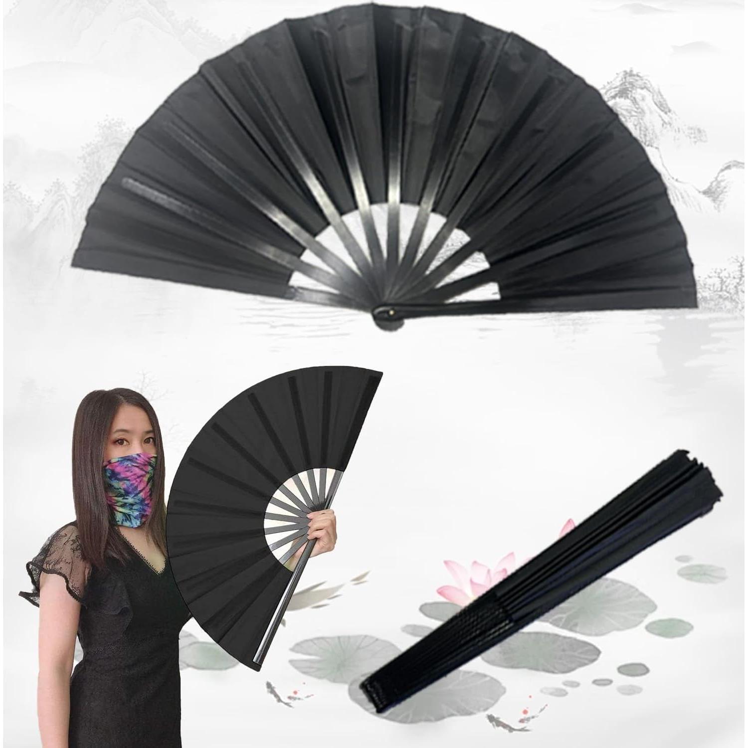 Abanico Plegable Clussbin Negro para Danza y Fiesta