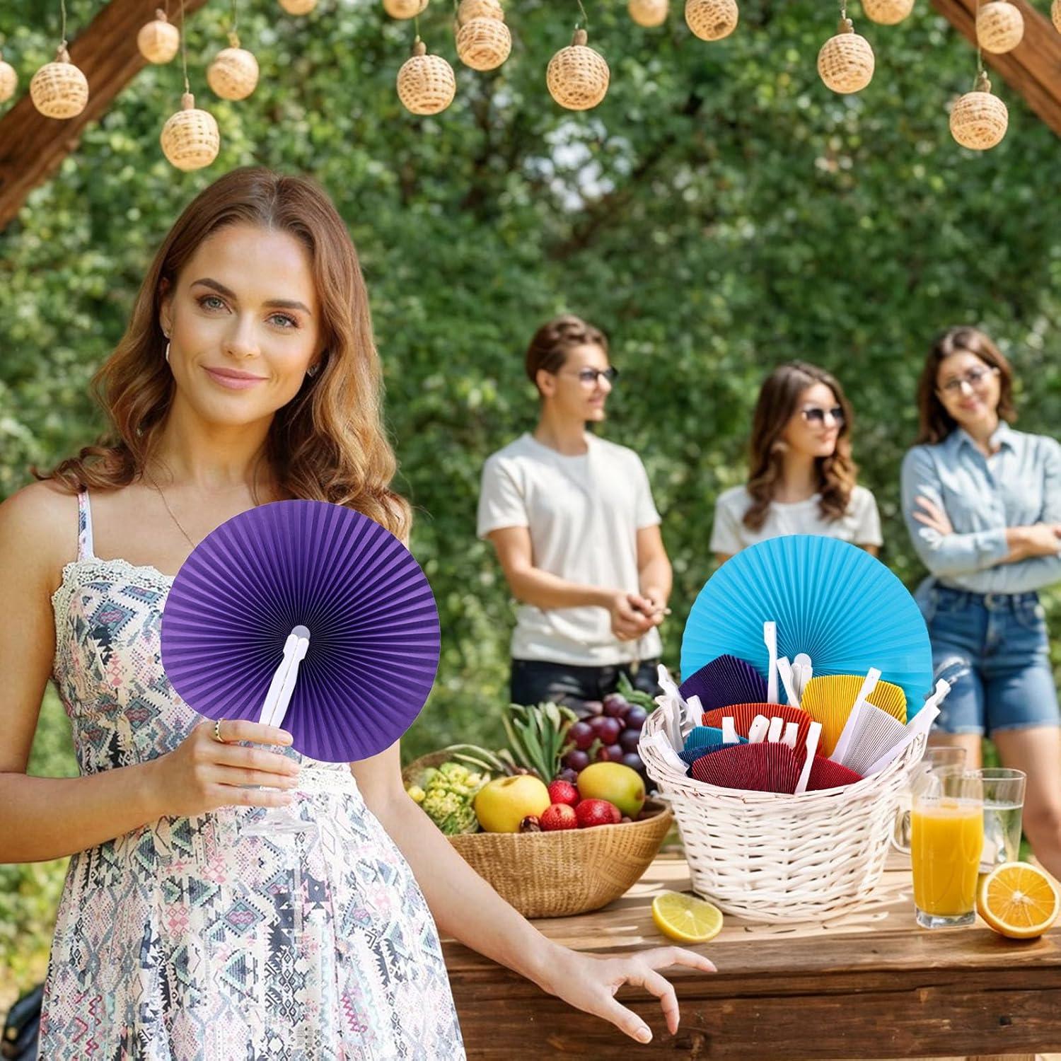 Abanicos Plegables de Papel Blancos JOHAUSE - 12 Unidades