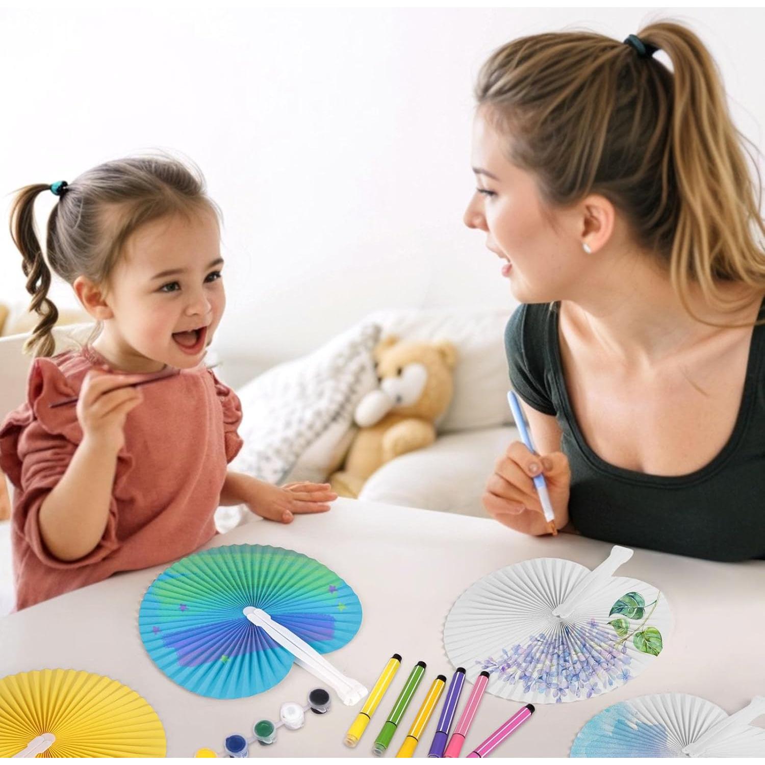 Abanicos Plegables de Papel Blancos JOHAUSE - 12 Unidades