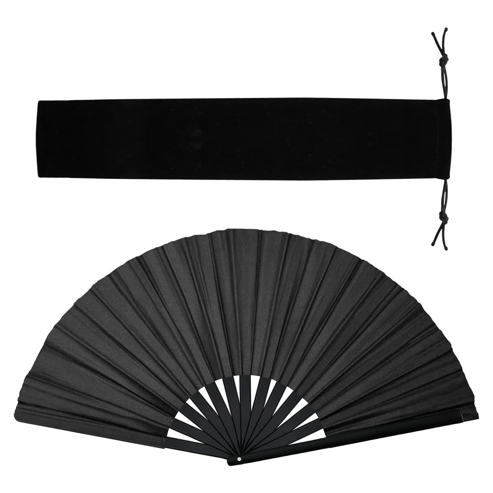 Abanico de Mano HINGTAI Plegable Grande Negro para Baile