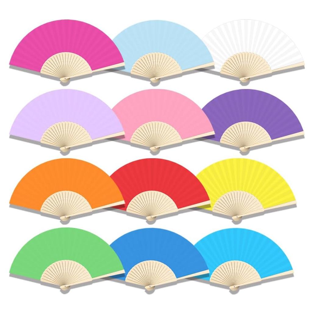 Set de 12 Abanicos Plegables Raveahem 21 cm Colores Mezclados