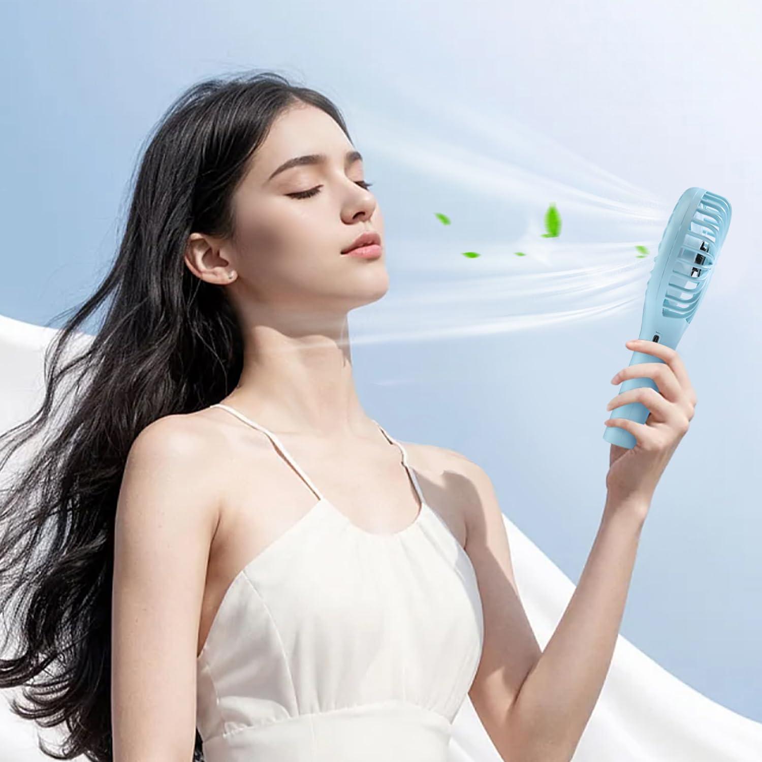 RJVW Portable Handheld Fan - 3 Speeds Mini Portable Rechargeable Powerful Hand Fan for Travel, Concert, Beach, Indoor, Outdoor, Summer Gift