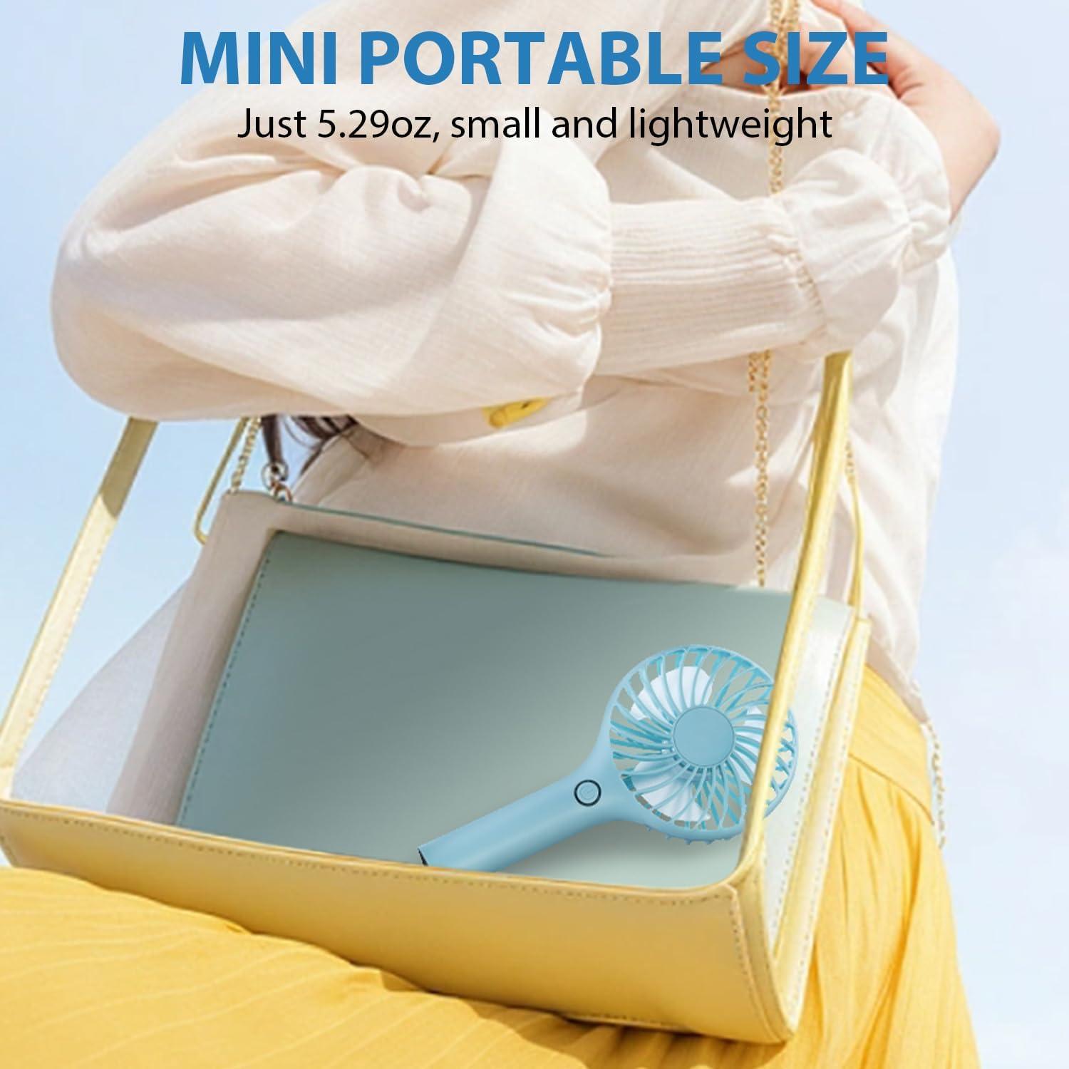 RJVW Portable Handheld Fan - 3 Speeds Mini Portable Rechargeable Powerful Hand Fan for Travel, Concert, Beach, Indoor, Outdoor, Summer Gift