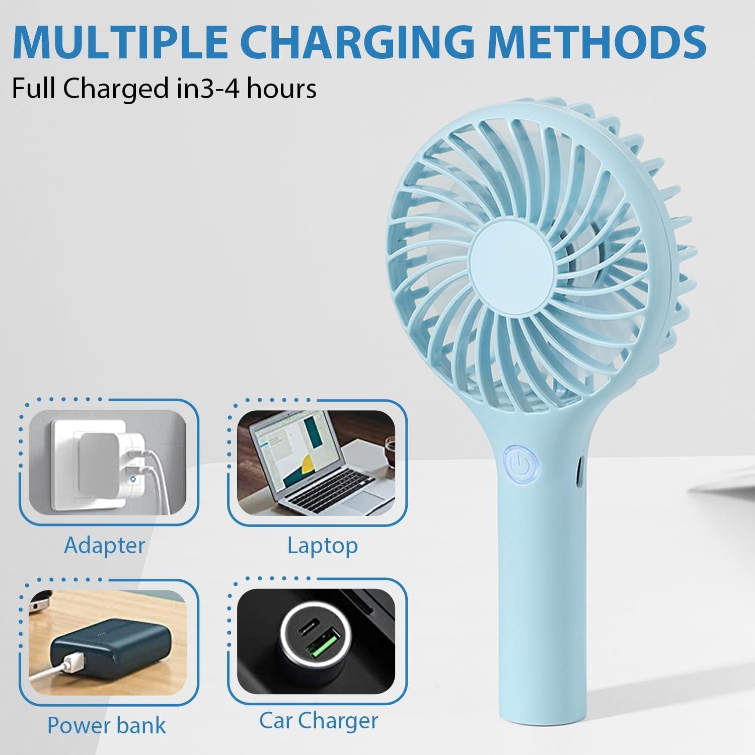 RJVW Portable Handheld Fan - 3 Speeds Mini Portable Rechargeable Powerful Hand Fan for Travel, Concert, Beach, Indoor, Outdoor, Summer Gift