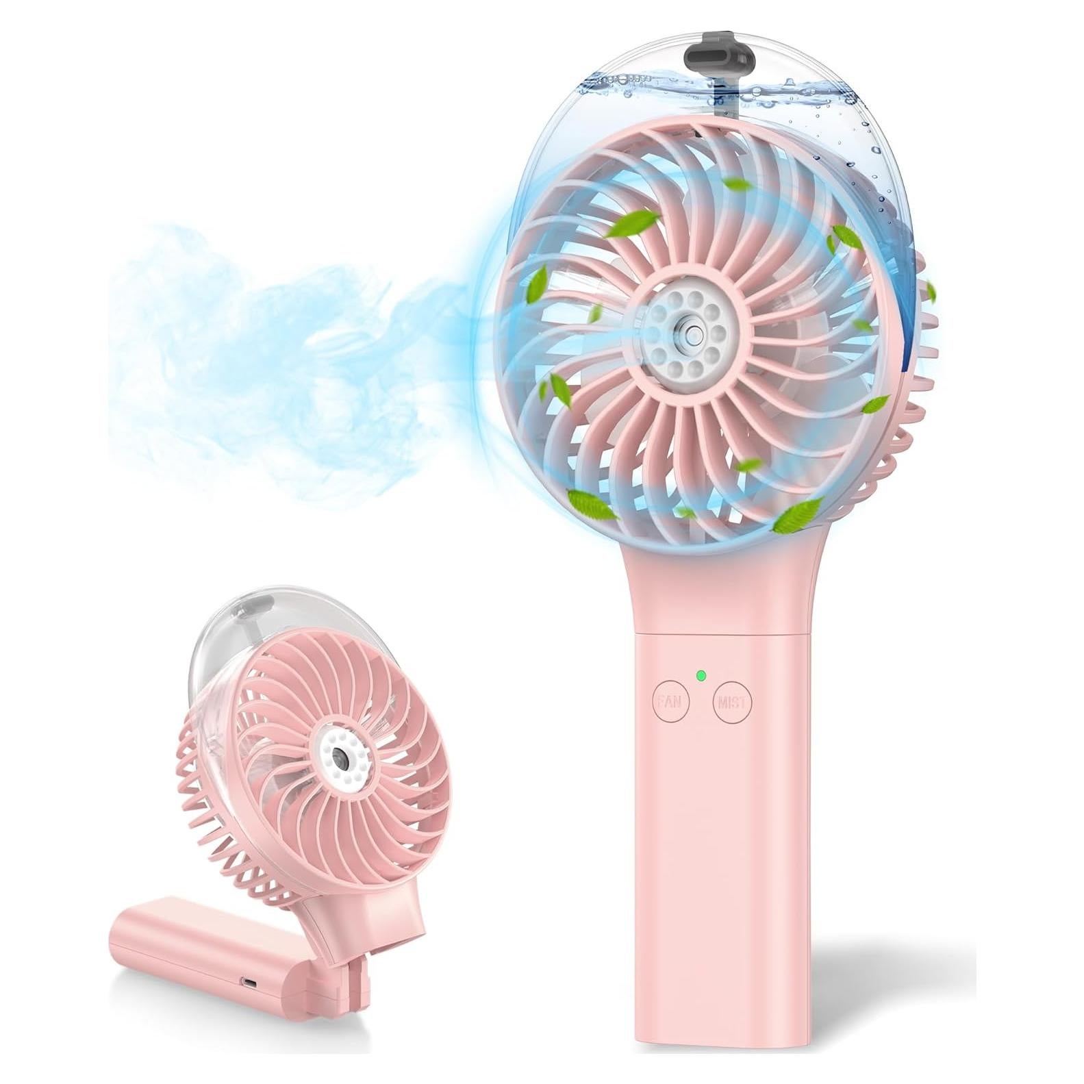 Ventilador Portátil MORECORE F006 con Nebulización Rosa