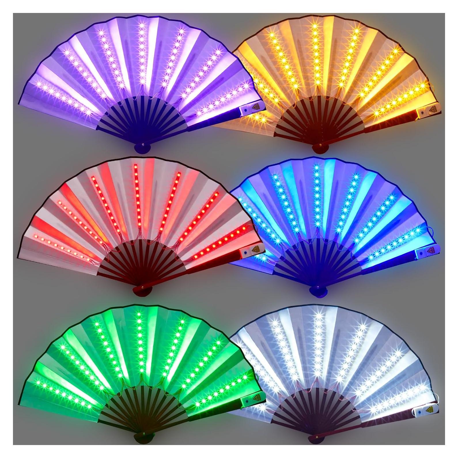 Juego de 6 Ventiladores de Mano LED Oitnlaughter Multicolor