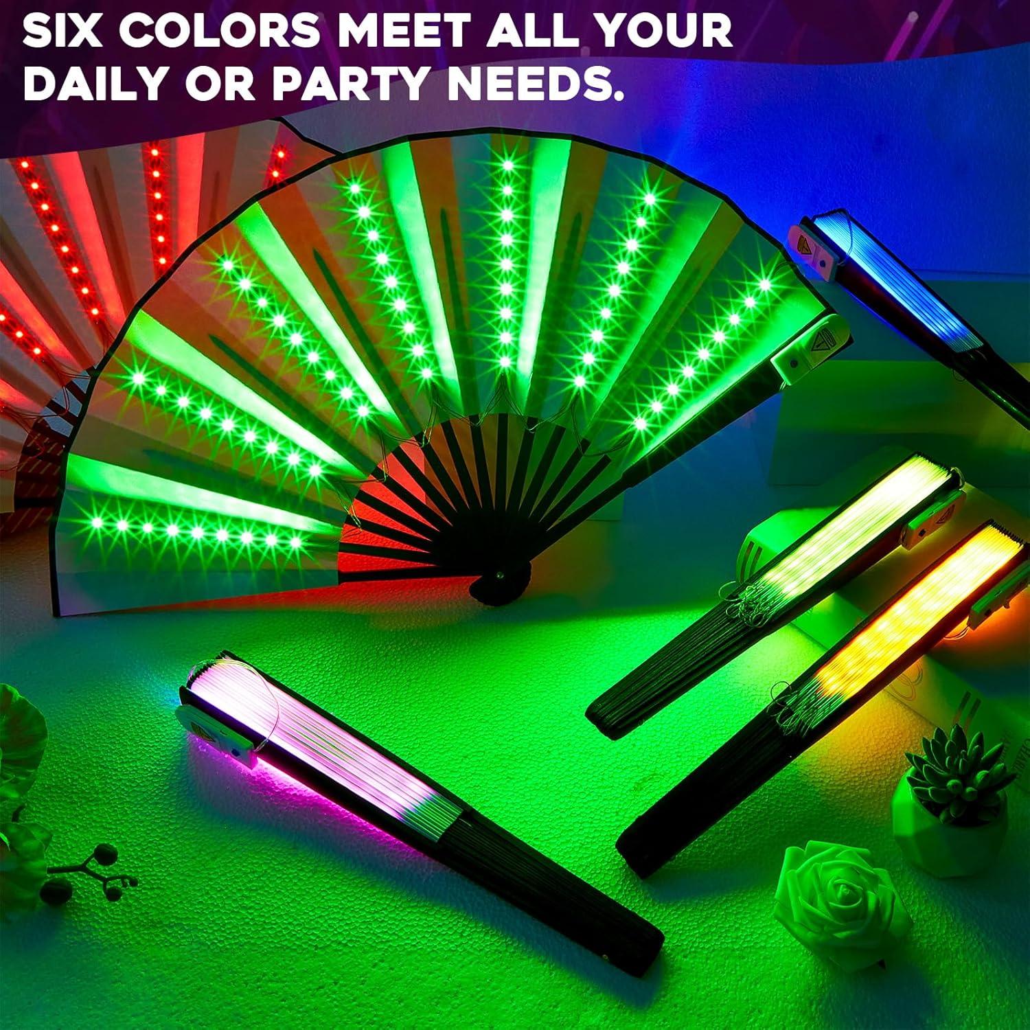 Juego de 6 Ventiladores de Mano LED Oitnlaughter Multicolor