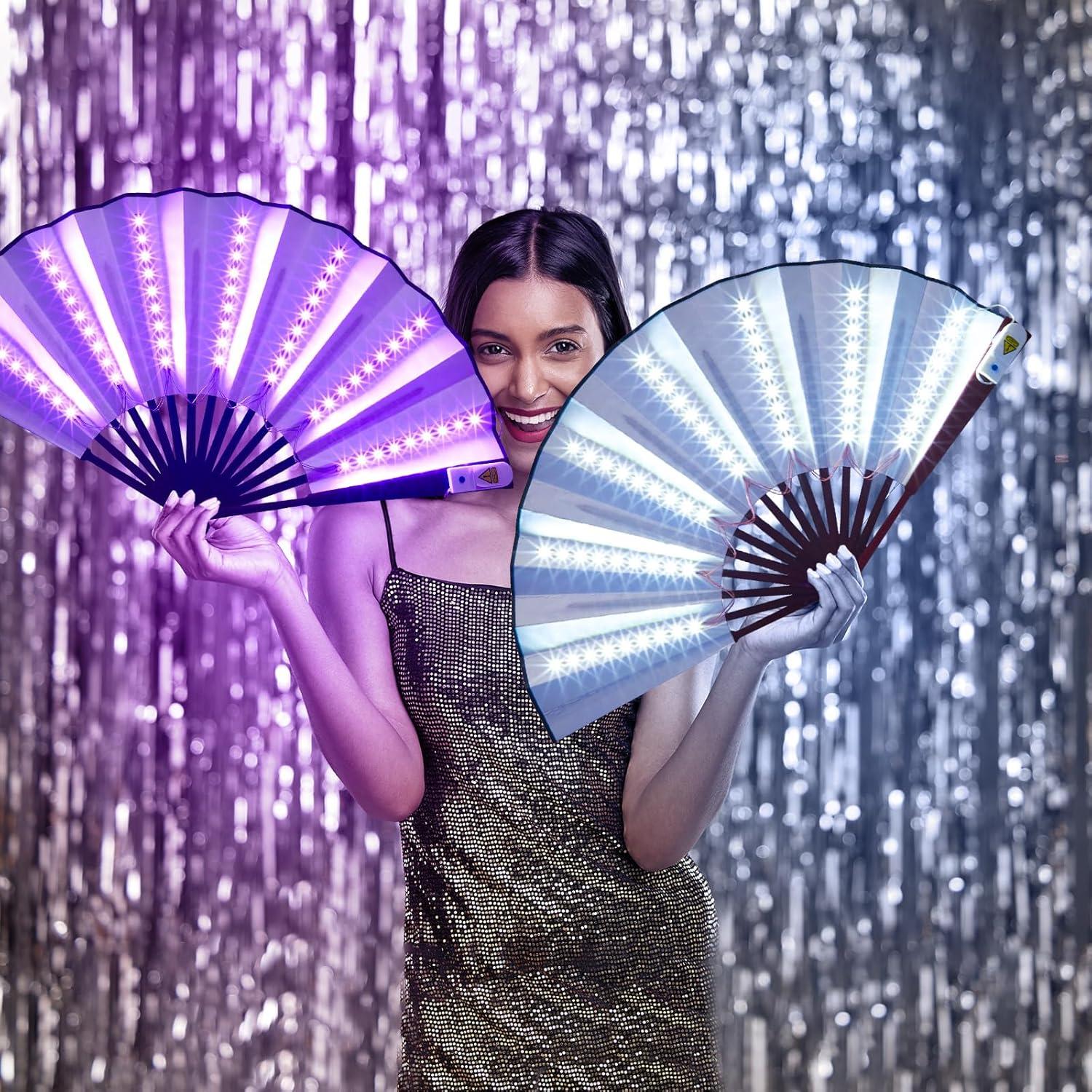 Juego de 6 Ventiladores de Mano LED Oitnlaughter Multicolor