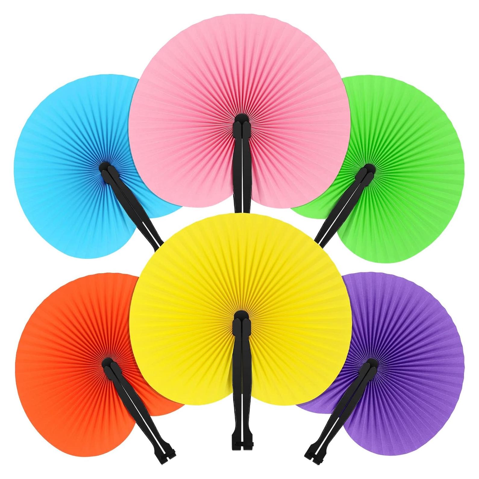 48 Abanicos de Papel Plegables Taiyin Coloridos para Fiestas