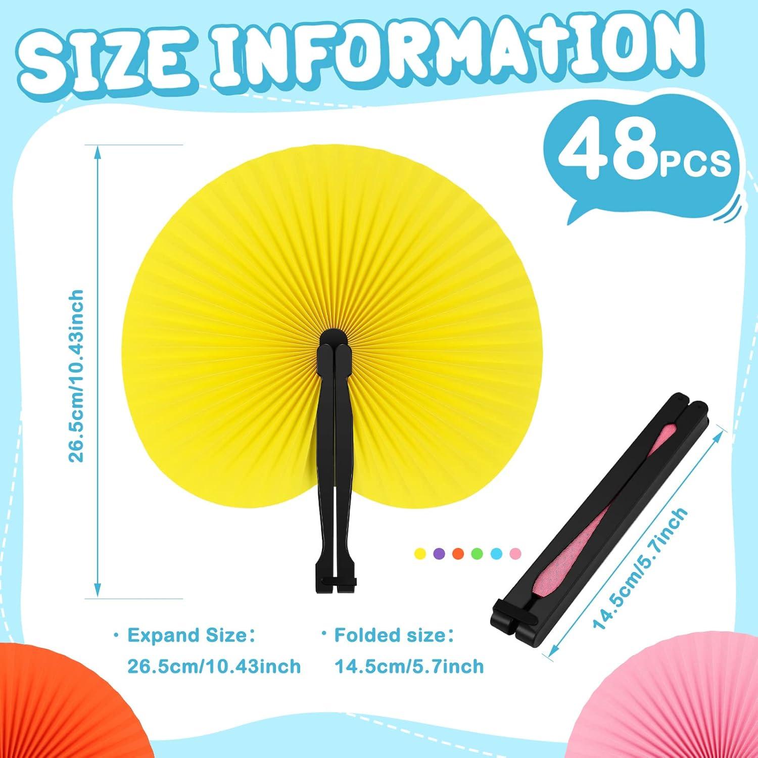 48 Abanicos de Papel Plegables Taiyin Coloridos para Fiestas