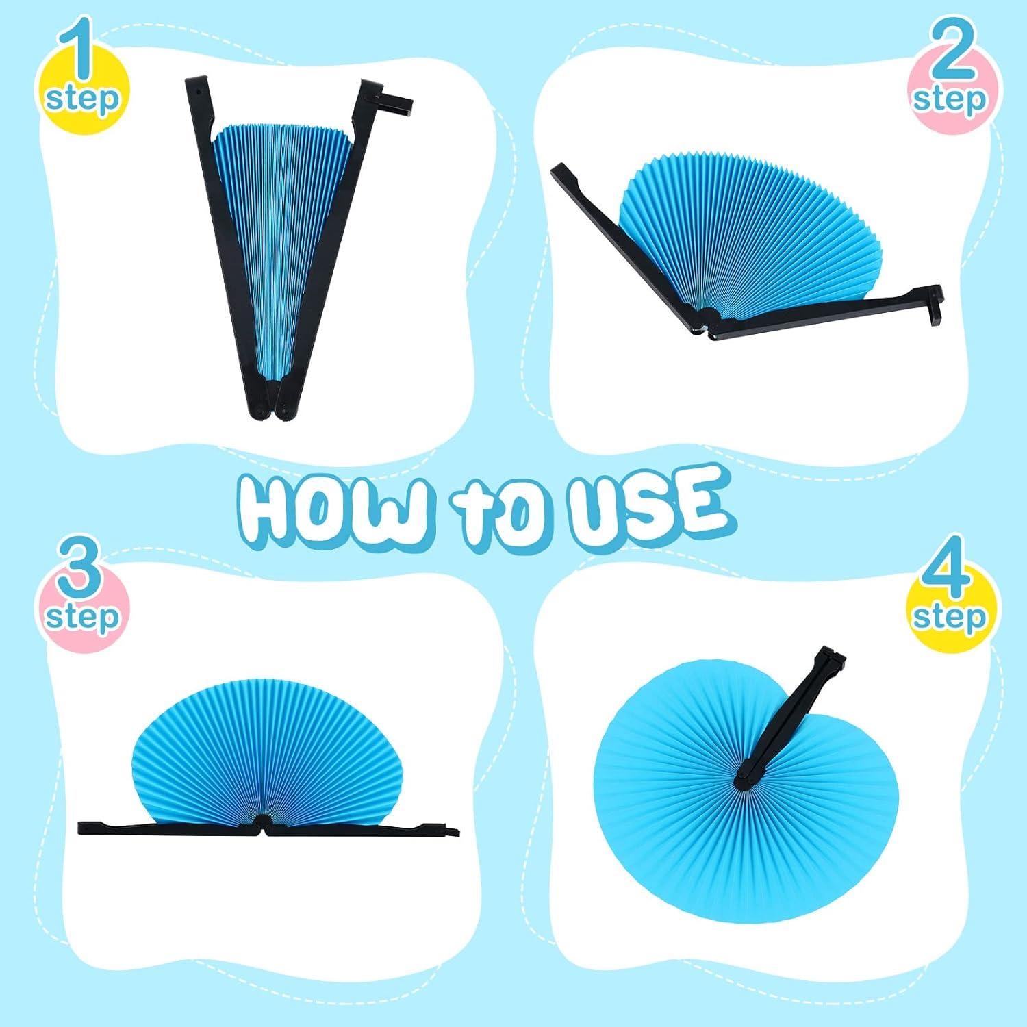 48 Abanicos de Papel Plegables Taiyin Coloridos para Fiestas