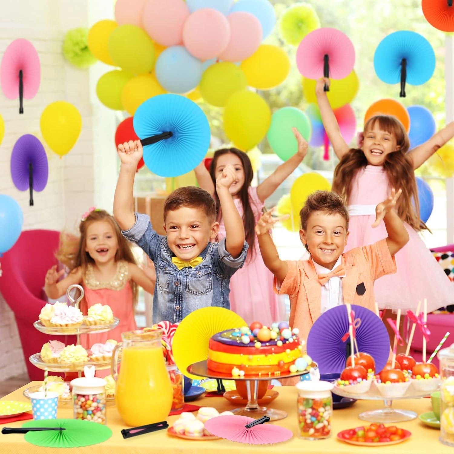 48 Abanicos de Papel Plegables Taiyin Coloridos para Fiestas