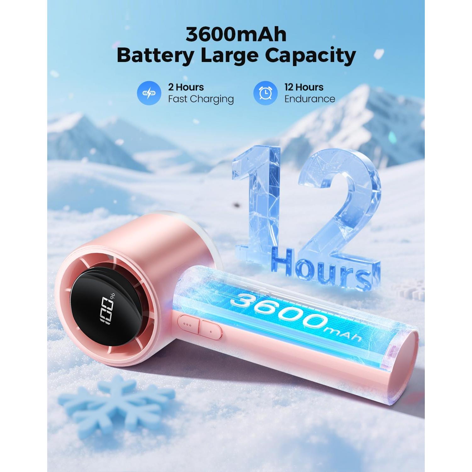 Ventilador Portátil SWEETFULL Rosa Recargable 6 Velocidades