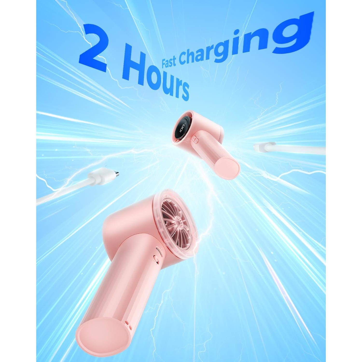 Ventilador Portátil SWEETFULL Rosa Recargable 6 Velocidades