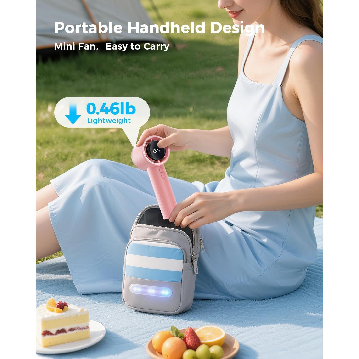 Ventilador Portátil SWEETFULL Rosa Recargable 6 Velocidades