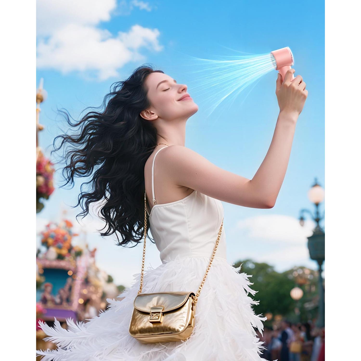 Ventilador Portátil SWEETFULL Rosa Recargable 6 Velocidades