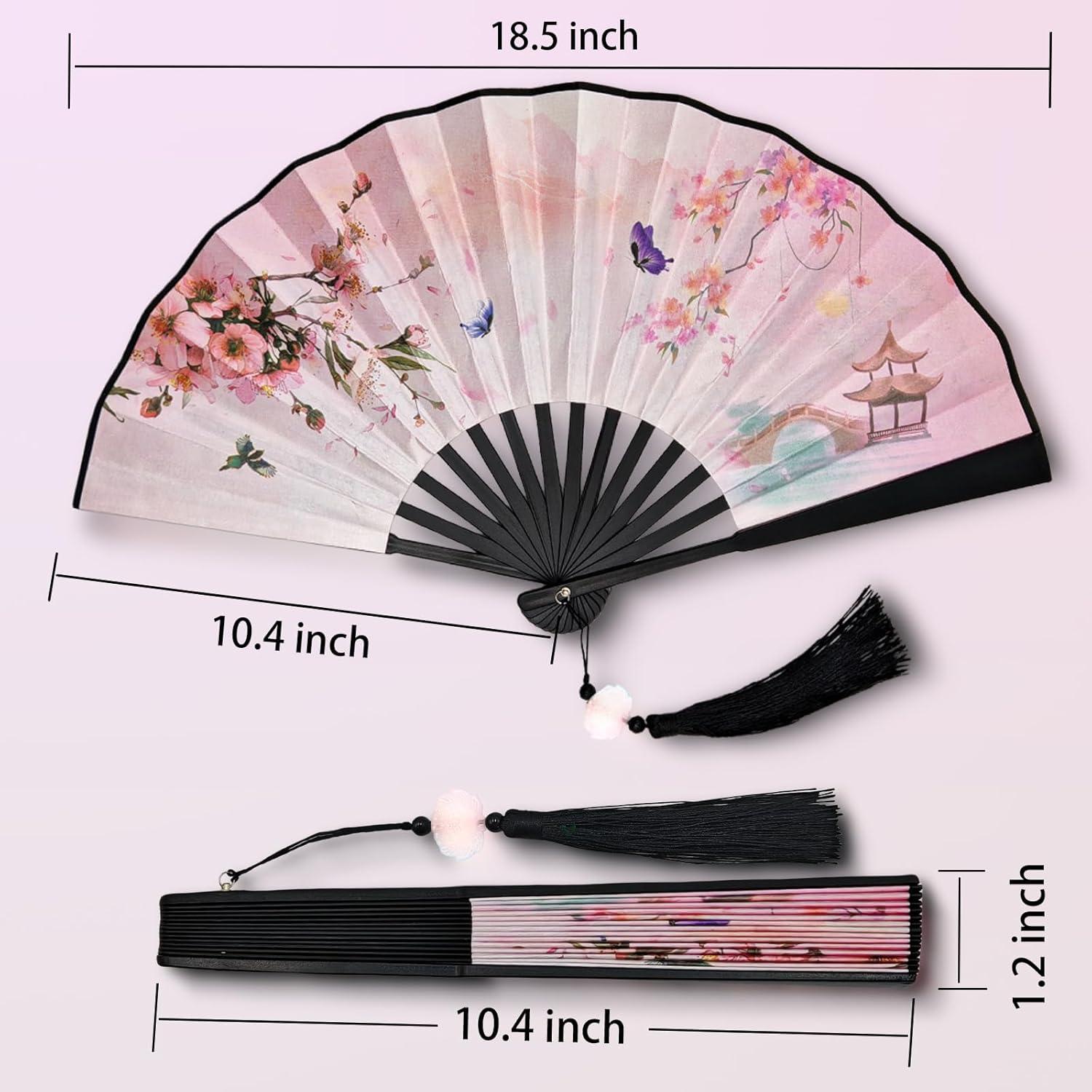 Conjunto de 5 Abanicos Plegables de Seda VenusLife 46.99 cm