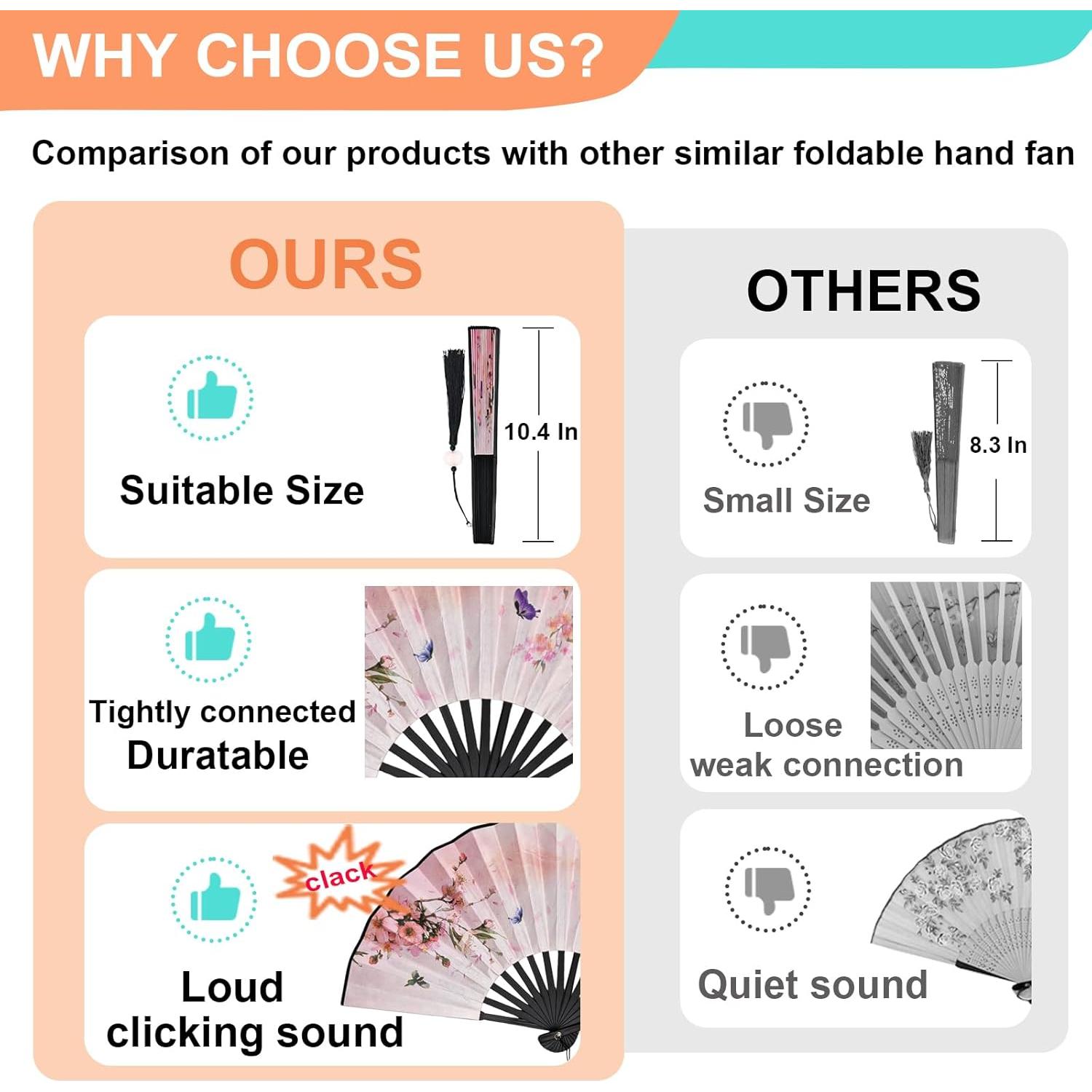 Conjunto de 5 Abanicos Plegables de Seda VenusLife 46.99 cm