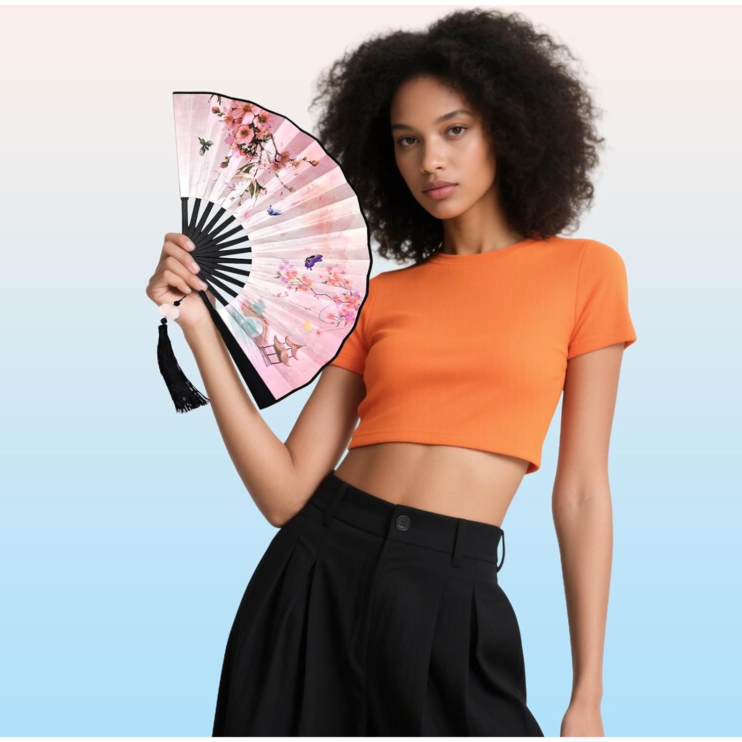 Conjunto de 5 Abanicos Plegables de Seda VenusLife 46.99 cm