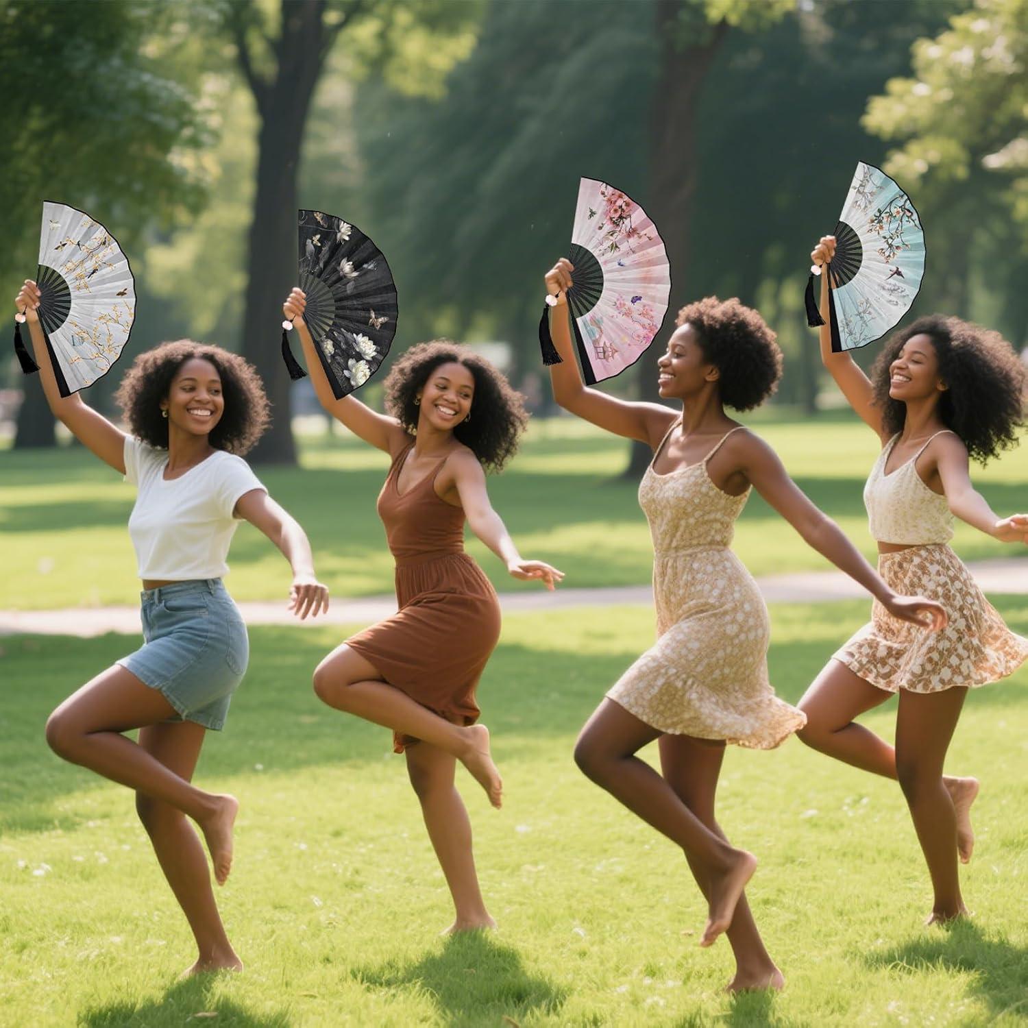 Conjunto de 5 Abanicos Plegables de Seda VenusLife 46.99 cm