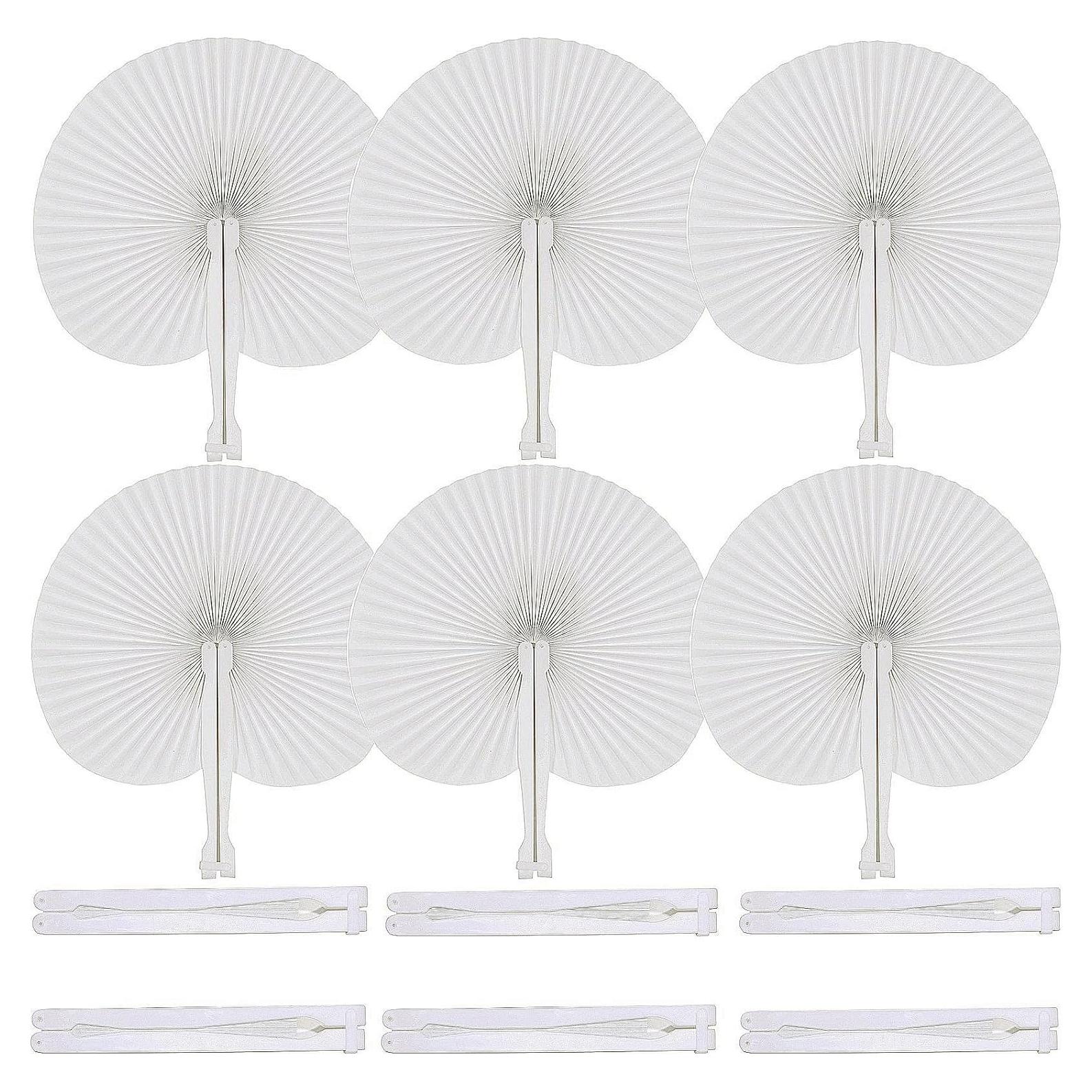 60 Abanicos de Papel Blancos Plegables Bestage para Bodas