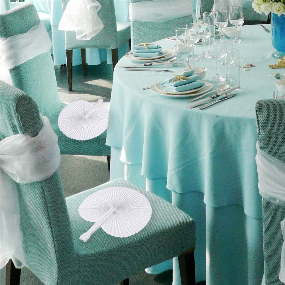60 Abanicos de Papel Blancos Plegables Bestage para Bodas