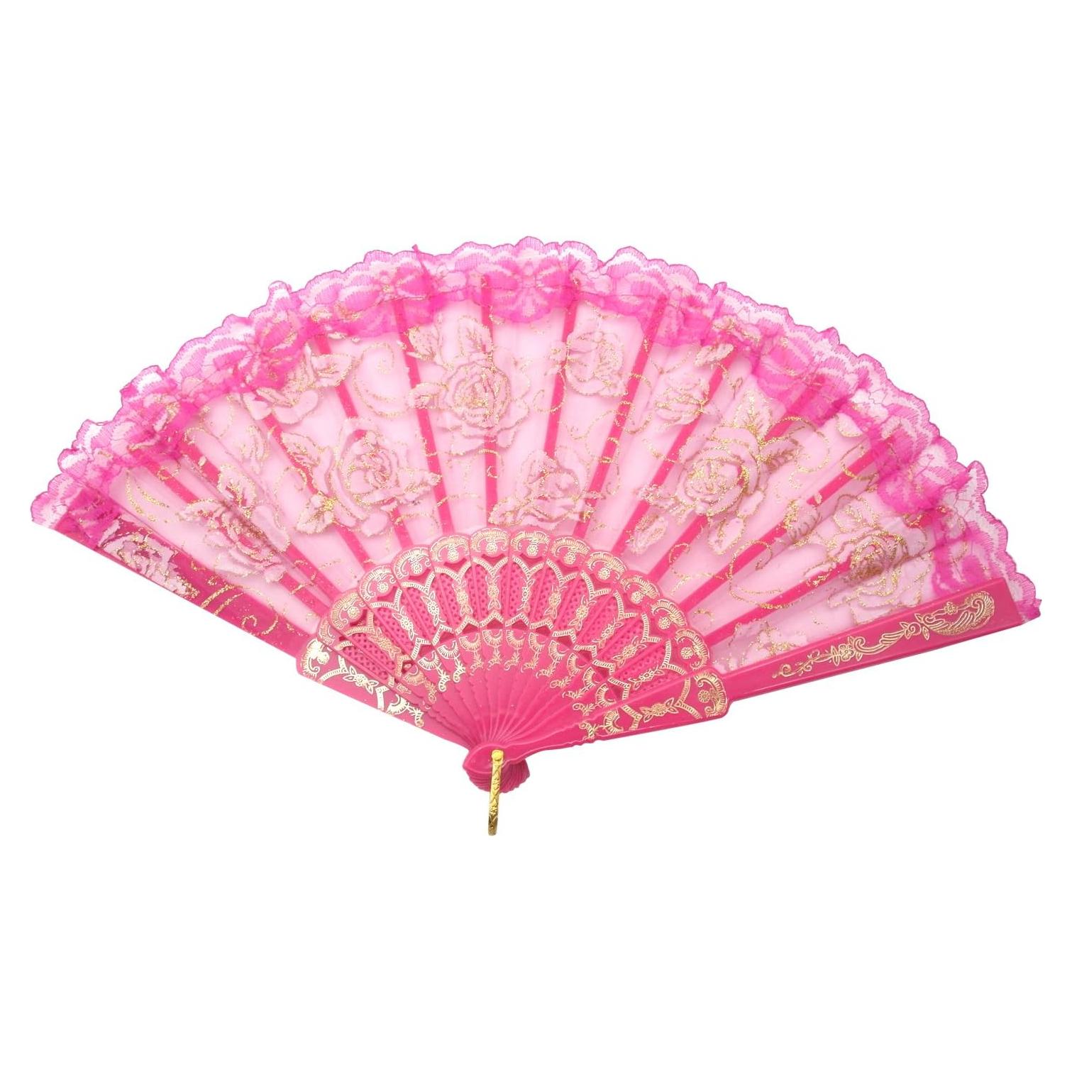 Abanico de Mano Plegable TRENDBOX Rosa Brillante 40cm