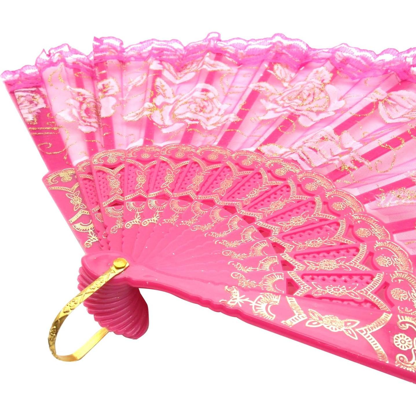 Abanico de Mano Plegable TRENDBOX Rosa Brillante 40cm