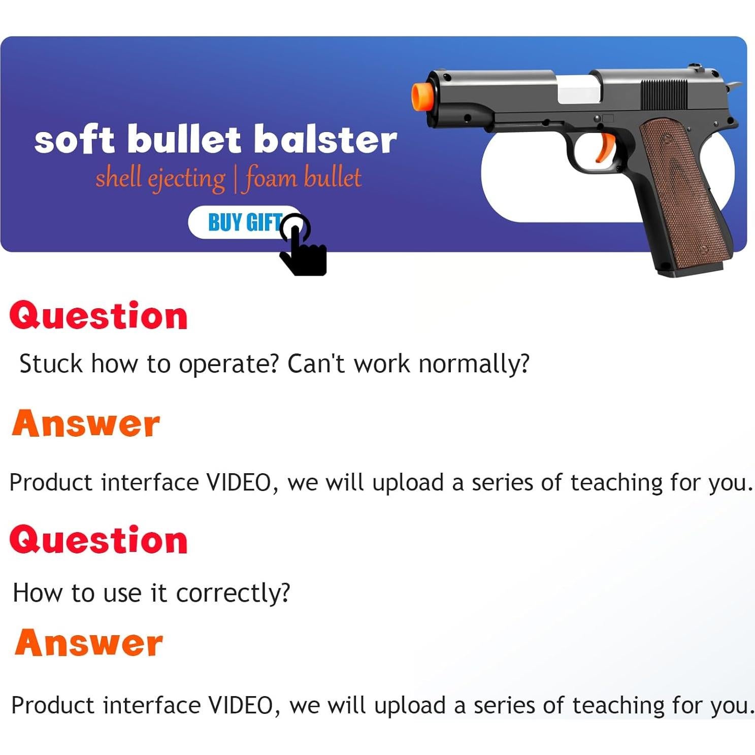 Blaster de Dardos de Espuma Serfiman con 20 Balas y Casquillos