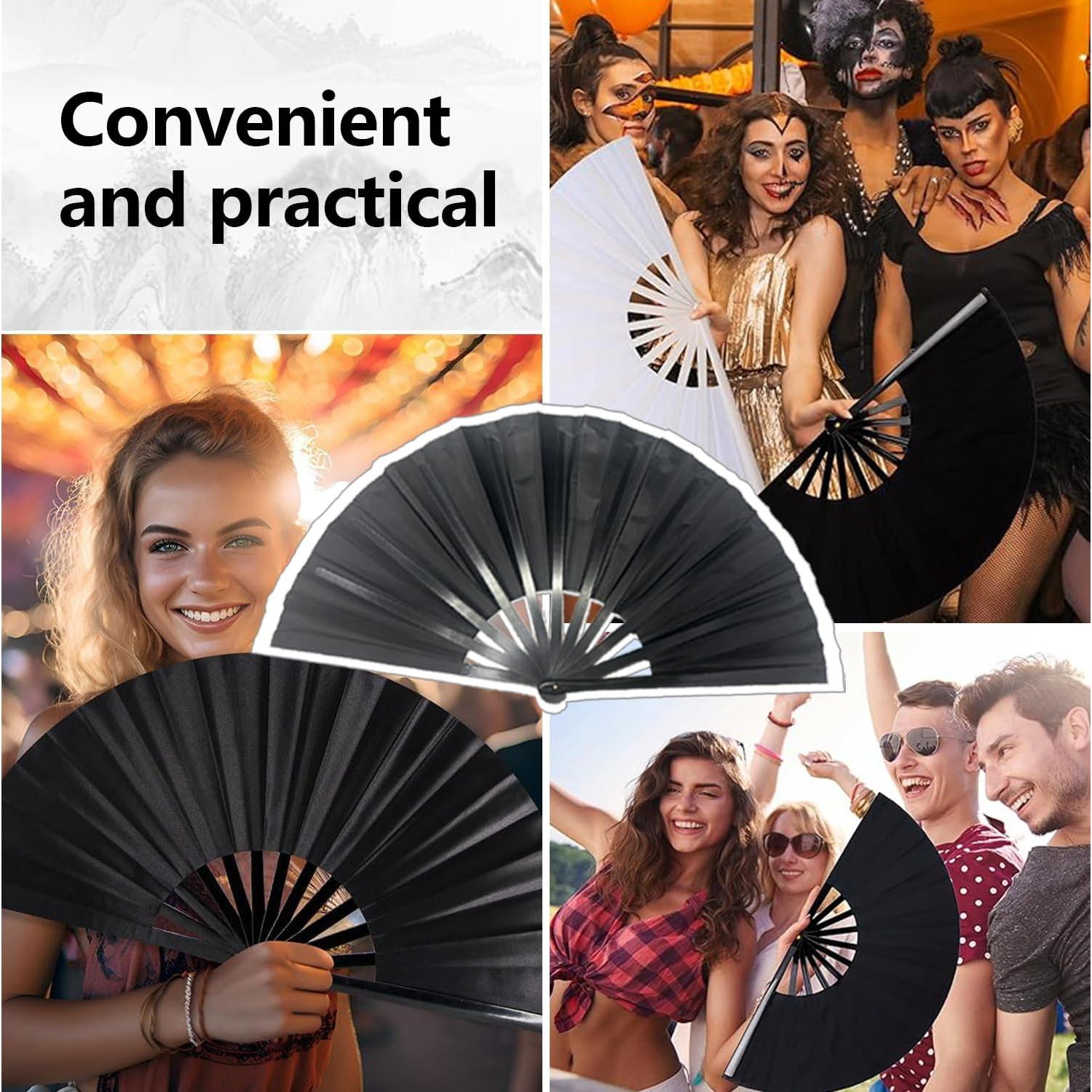 Ventilador de Mano Plegable Boots on The Ground Negro 36.7 cm