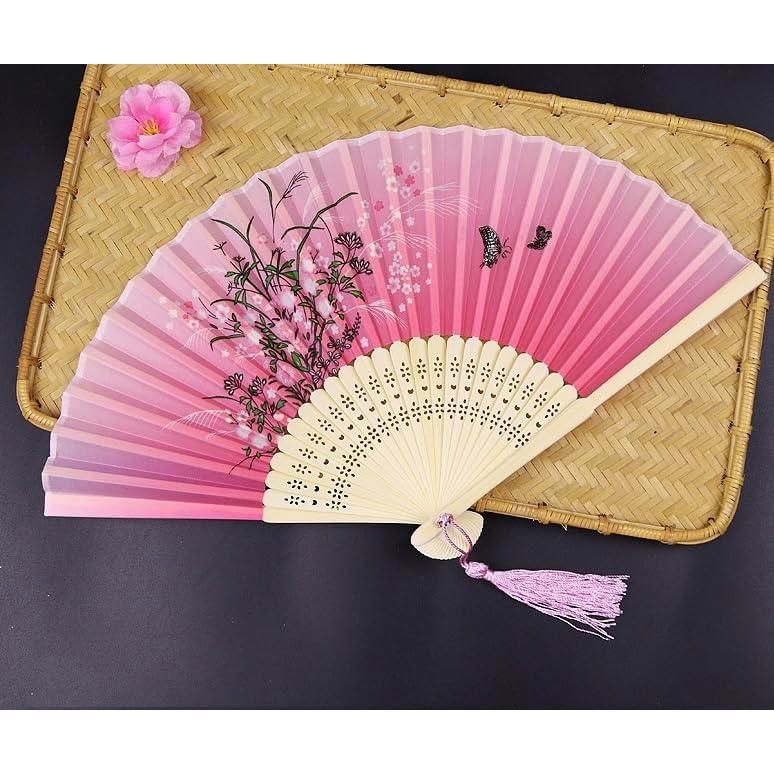 Abanicos Plegables de Seda 2 Piezas Bestage - Floral Chino