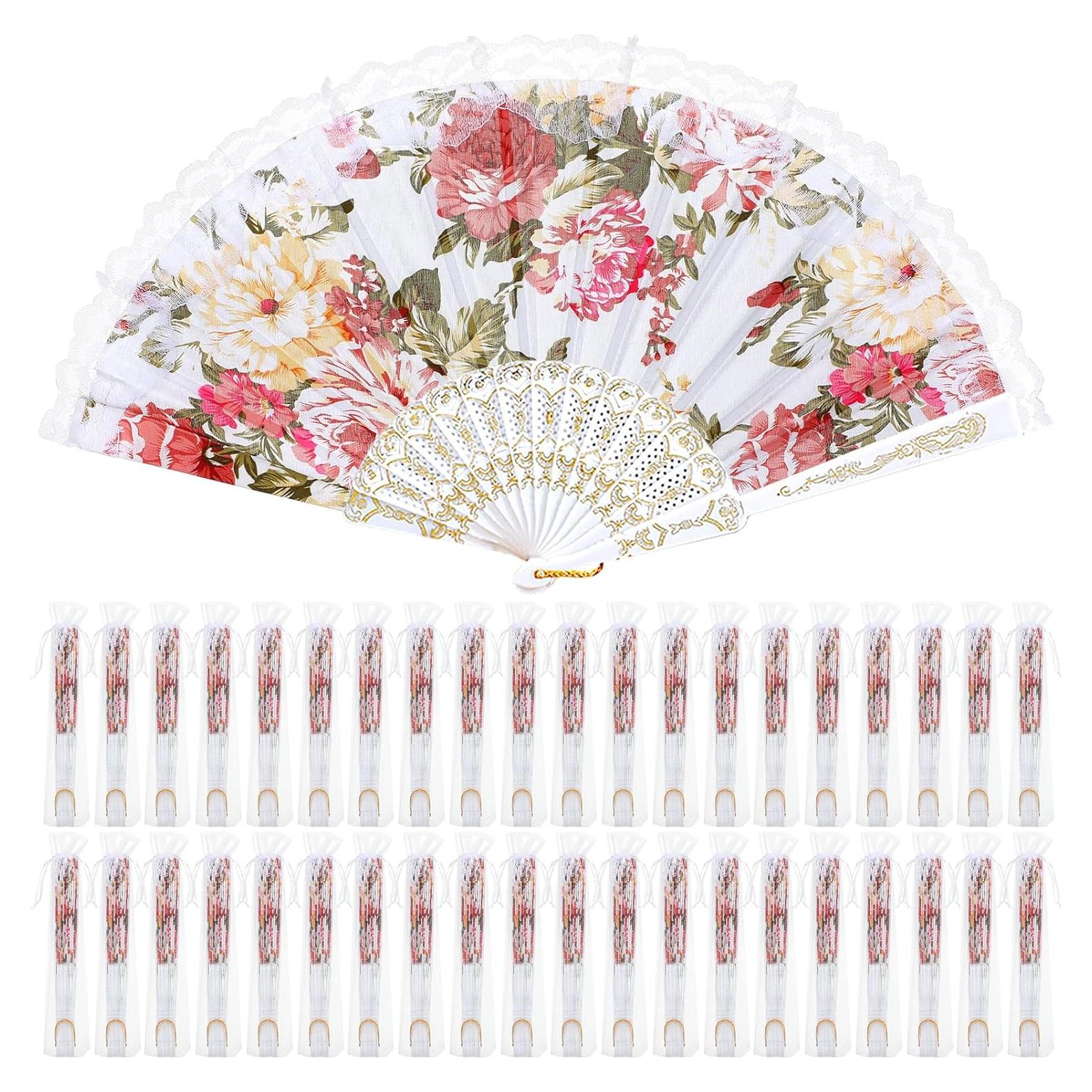 Abanicos Plegables de Encaje Geelin 50 Pcs para Boda