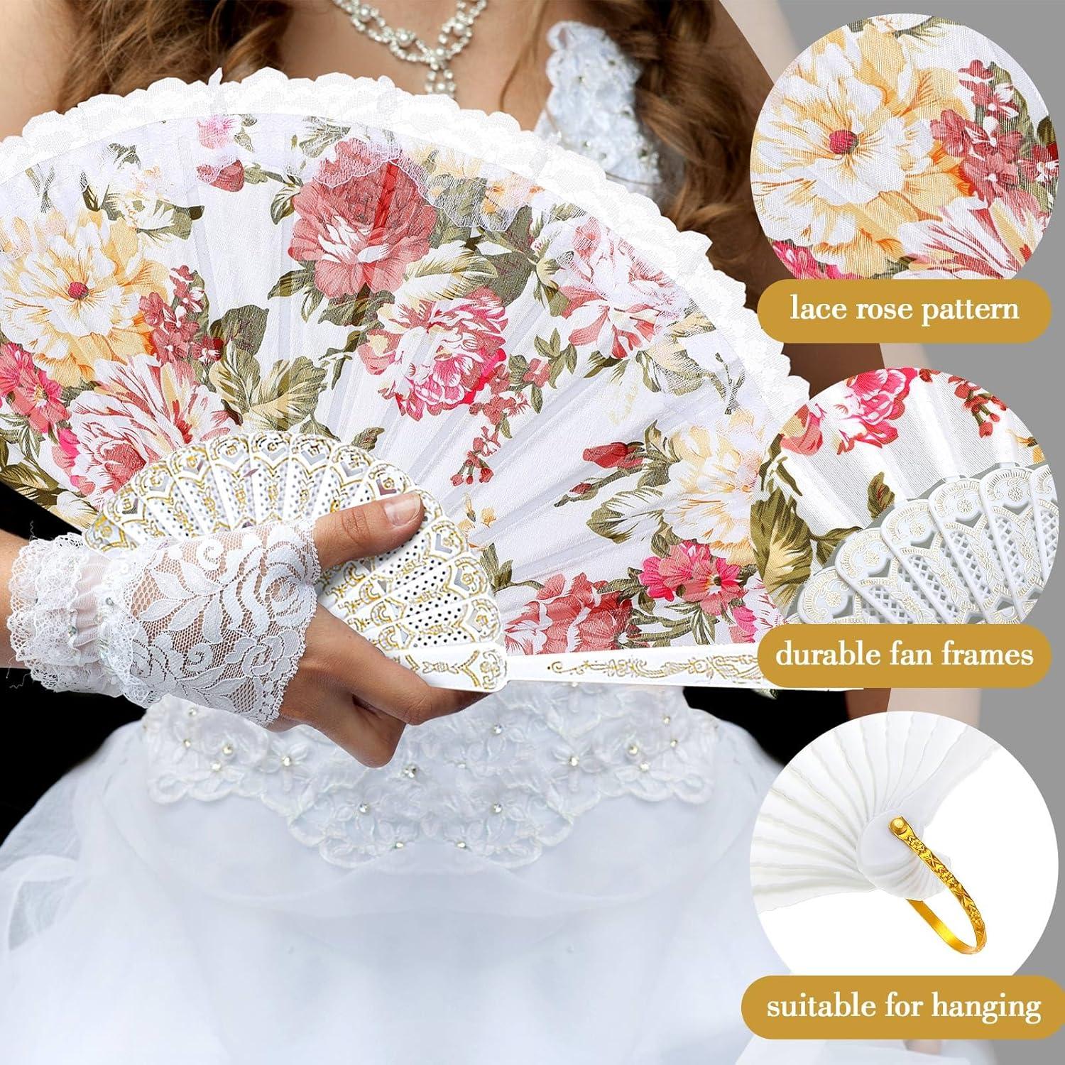 Abanicos Plegables de Encaje Geelin 50 Pcs para Boda
