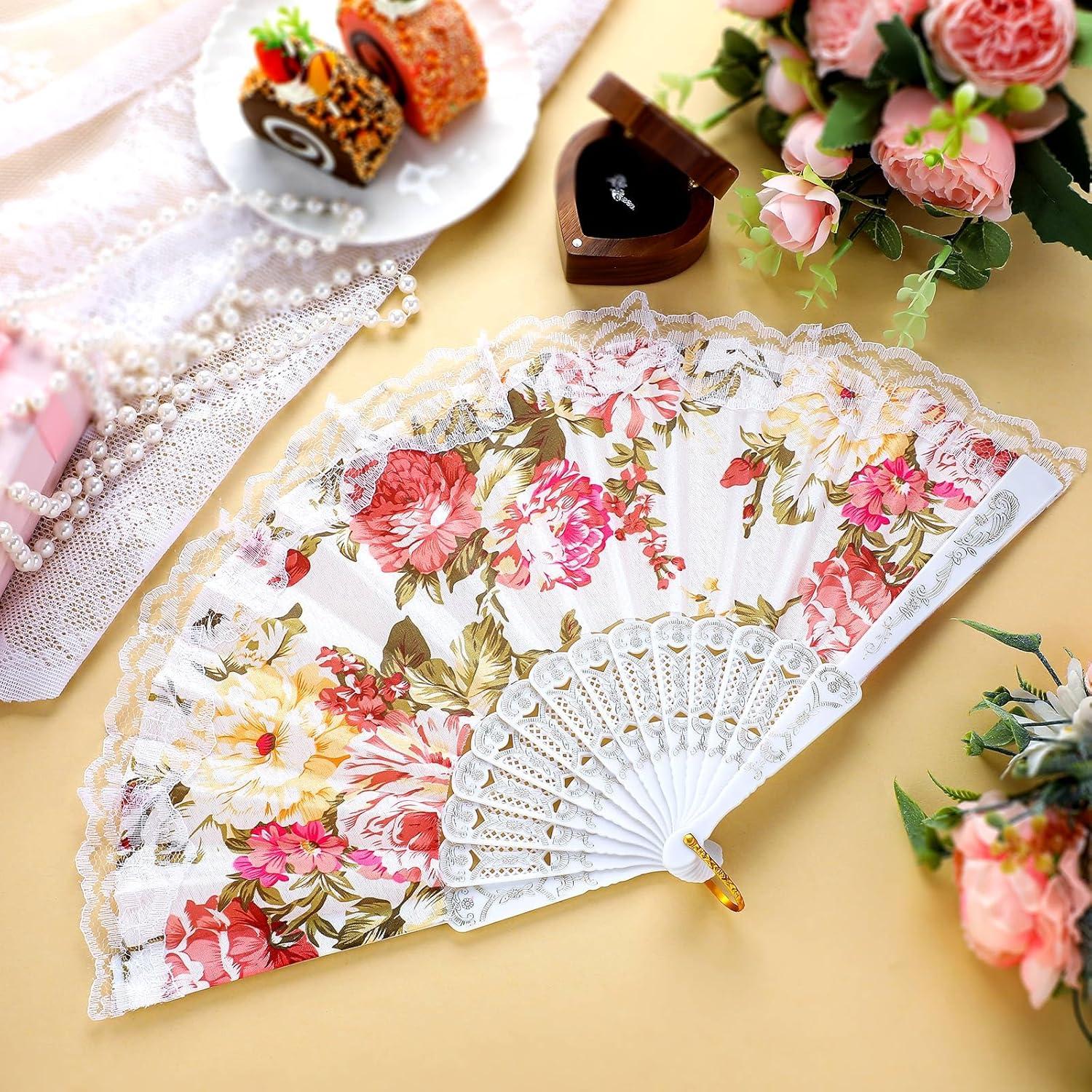 Abanicos Plegables de Encaje Geelin 50 Pcs para Boda