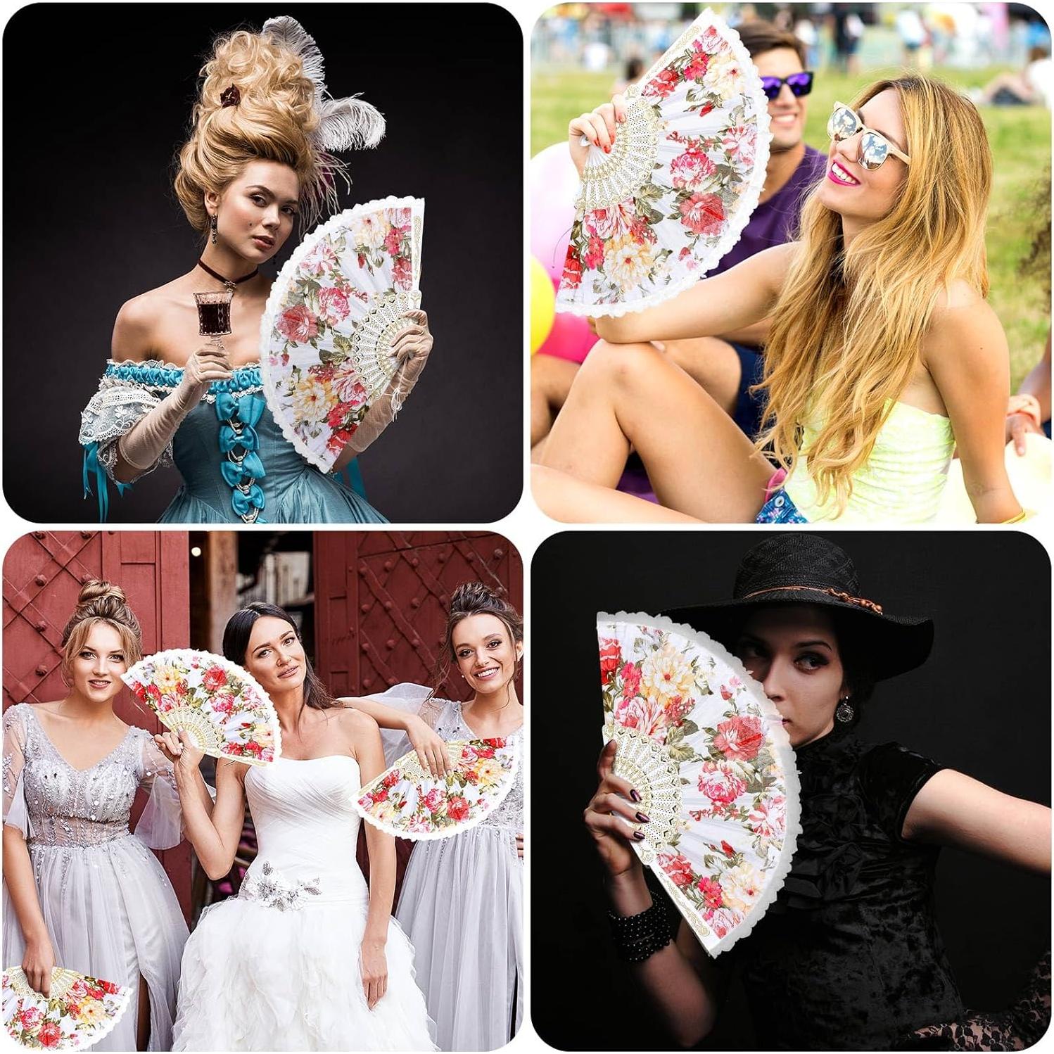 Abanicos Plegables de Encaje Geelin 50 Pcs para Boda