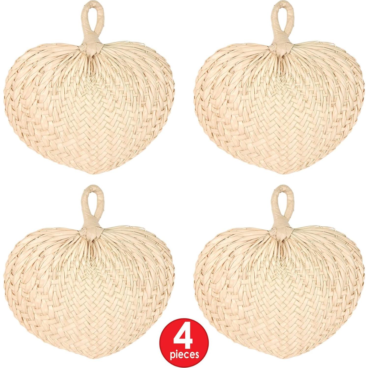 Ventiladores de Raffia Beistle 4 Piezas 28 cm Natural
